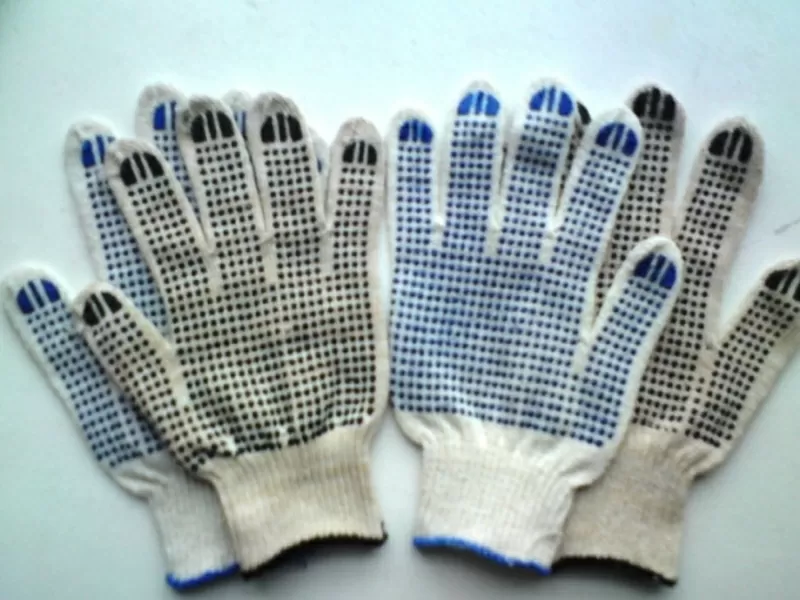 Рабочие,  трикотажные х/б перчатки с ПВХ покрытием (точка,  волна,  проте