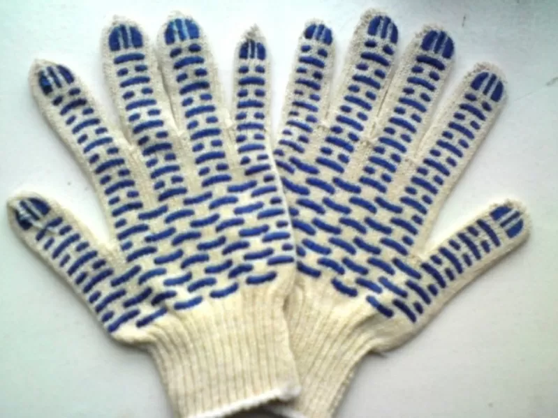 Рабочие,  трикотажные х/б перчатки с ПВХ покрытием (точка,  волна,  проте 3