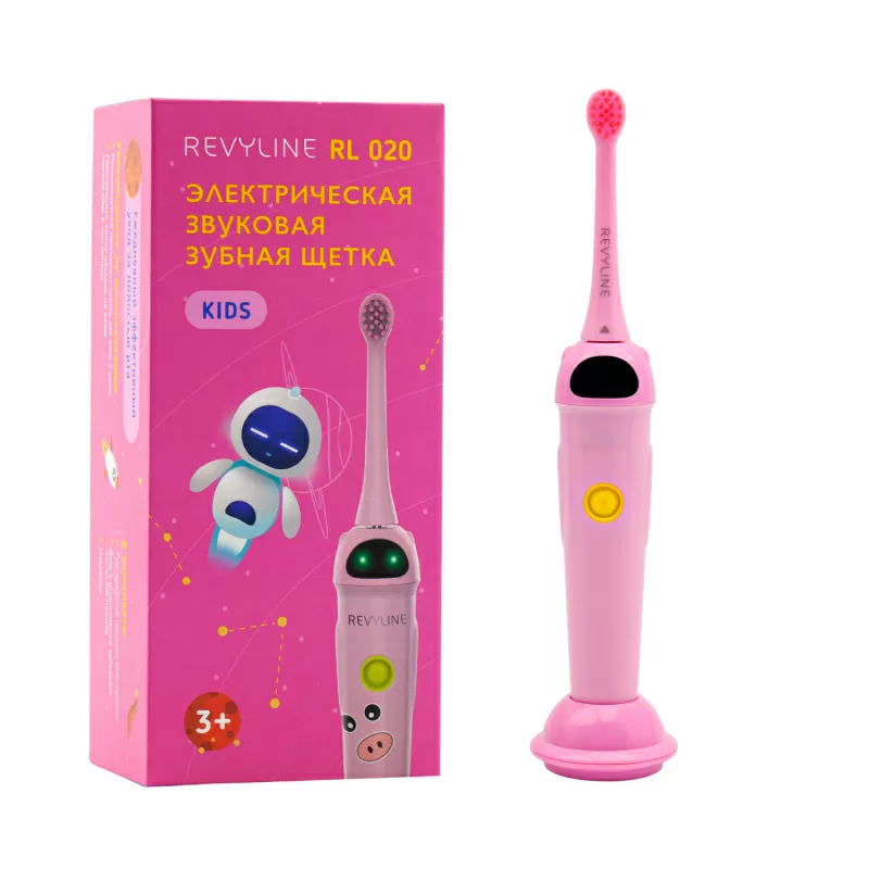 Звуковая зубная щетка для детей Revyline RL 020 Kids в розовом цвете